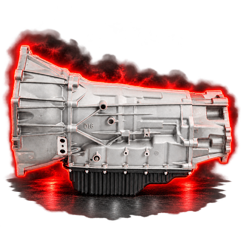 6L90 transmission; edited model reference with black deep pan and red accents